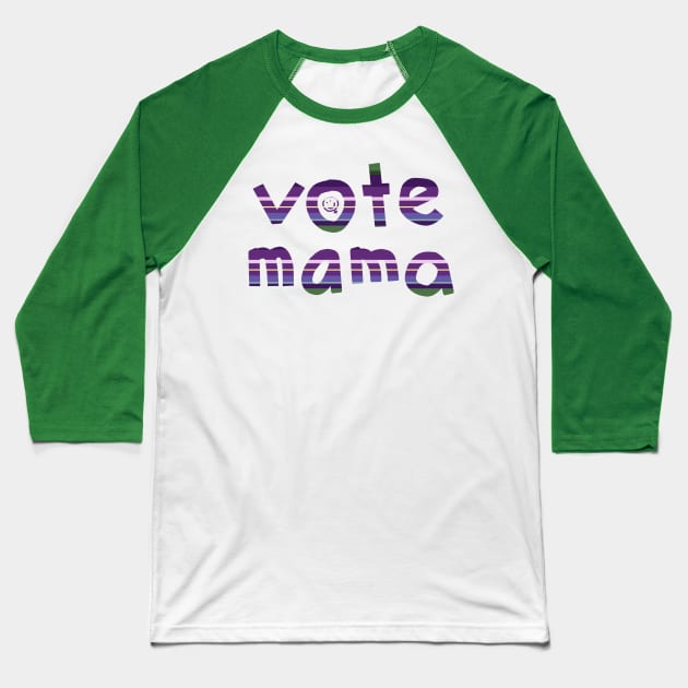 Lavender Stripes Vote Mama Baseball T-Shirt by ellenhenryart